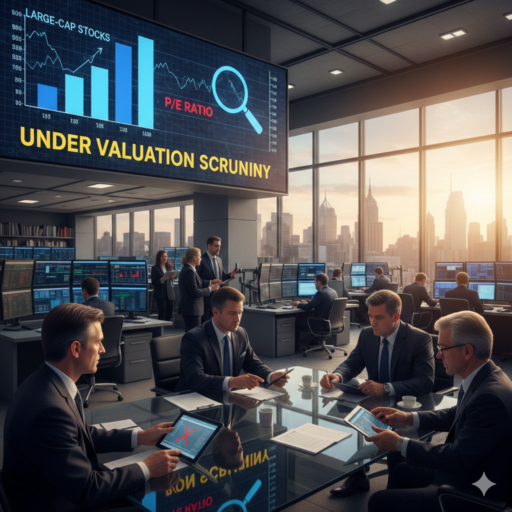 Large-cap stocks with high PE ratios under valuation scrutiny