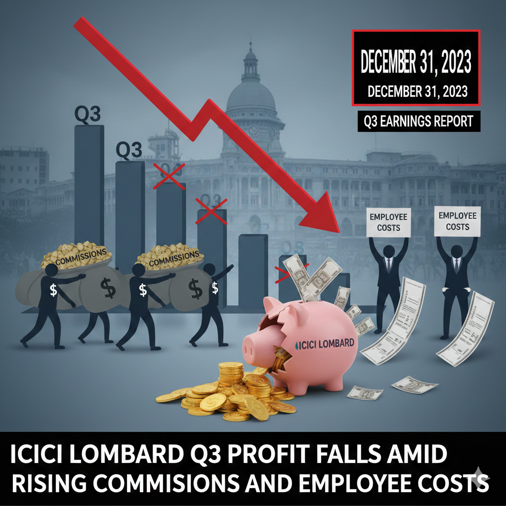 ICICI Lombard Q3 profit falls amid rising commissions and employee costs.