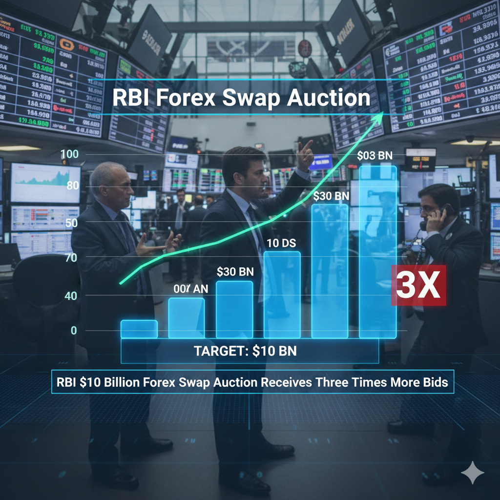 RBI $10 Billion Forex Swap Auction Receives Three Times More Bids