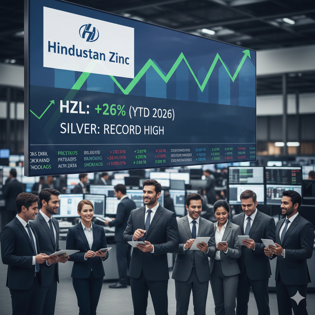 Hindustan Zinc shares react as silver hits record high, up 26% in 2026.