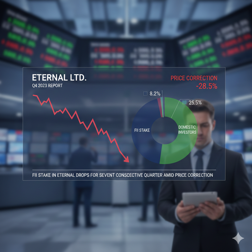 FII stake in Eternal drops for seventh consecutive quarter amid price correction.