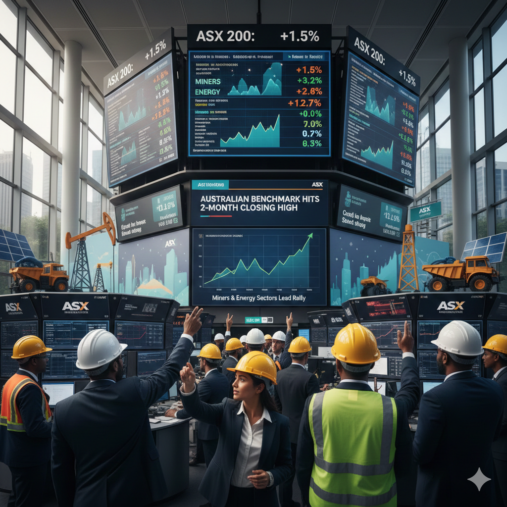 Miners, energy lift Australian benchmark to 2-month closing high