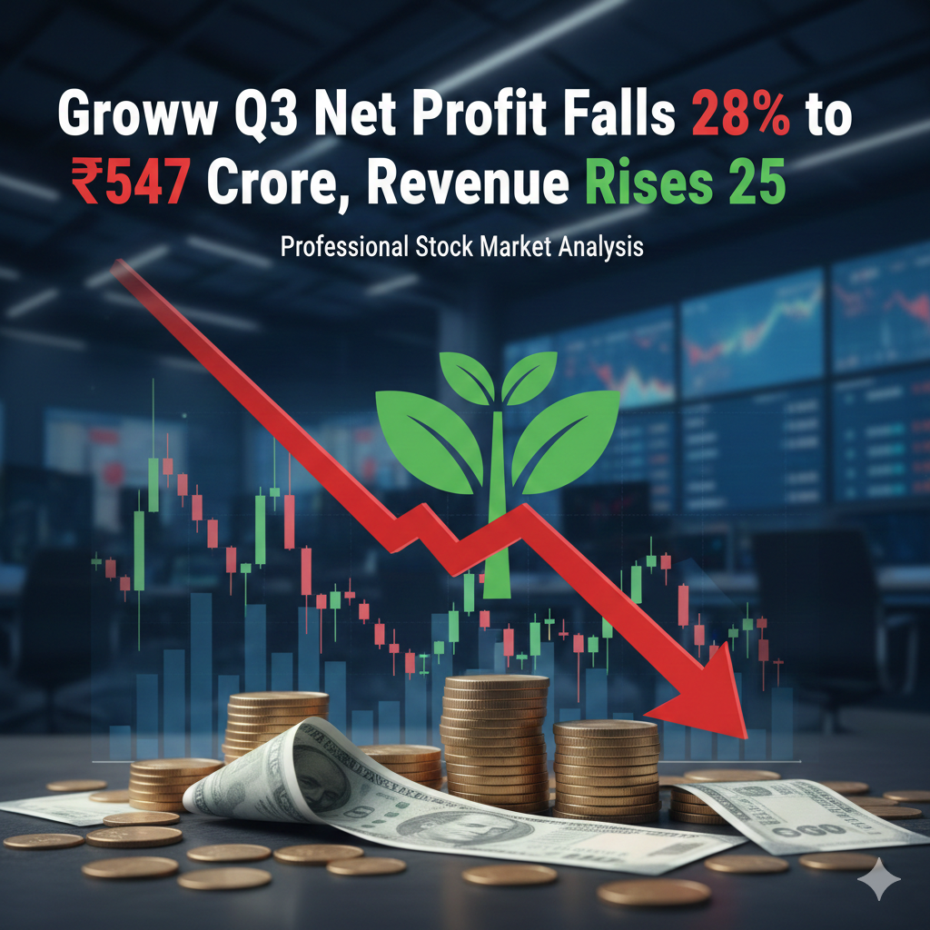 Groww Q3 Net Profit Falls 28% to ₹547 Crore, Revenue Rises 25%