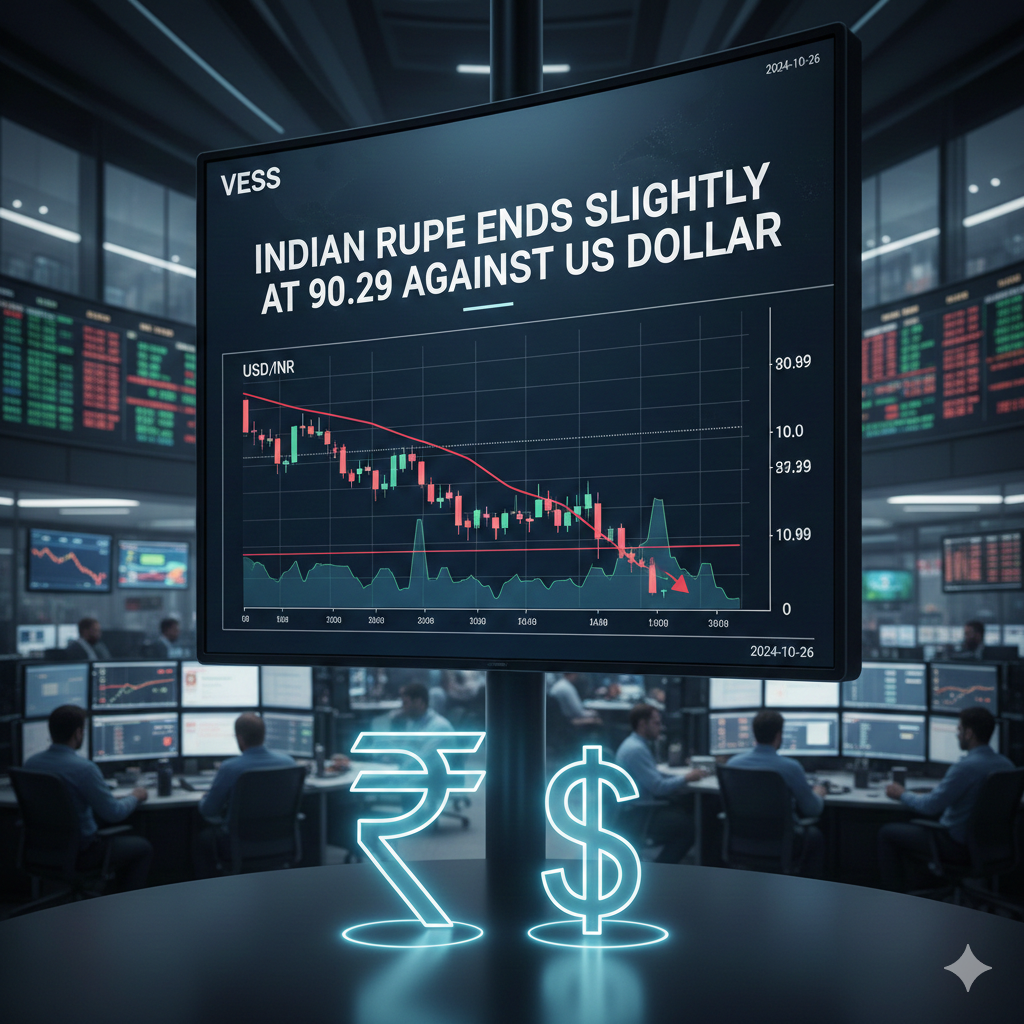 Indian Rupee Ends Slightly Lower at 90.29 Against US Dollar