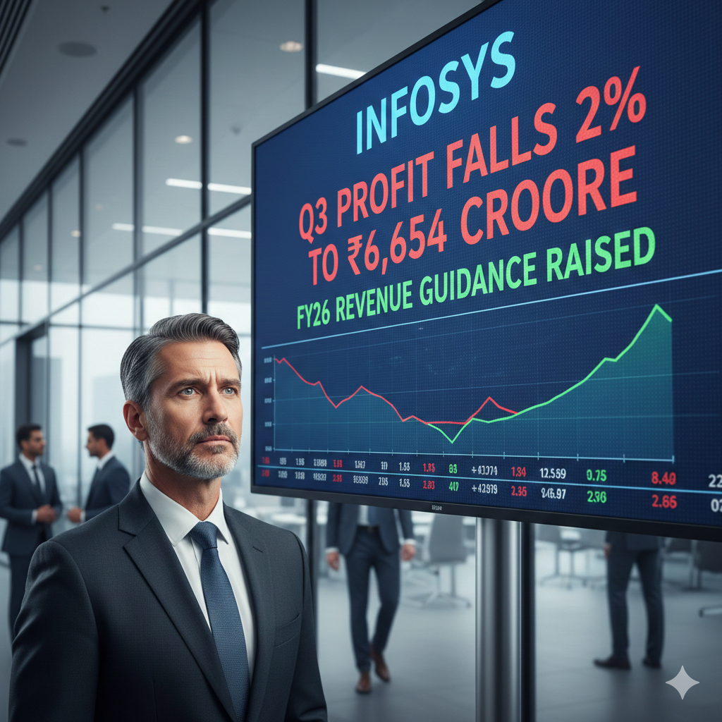 Infosys Q3 Profit Falls 2% to ₹6,654 Crore; FY26 Revenue Guidance Raised