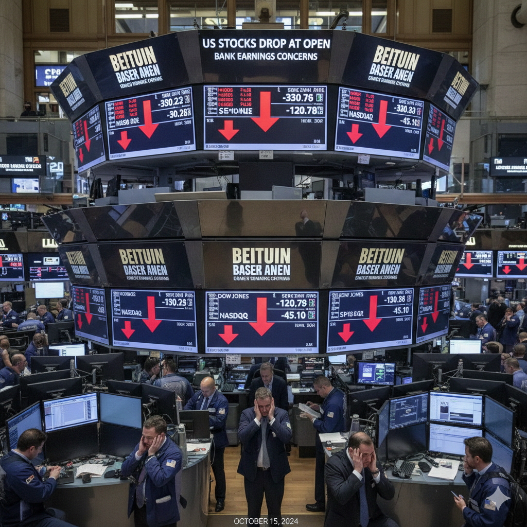 US Stocks Drop at Open as Investors Weigh Bank Earnings