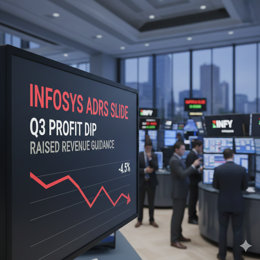 Infosys ADRs slide as Q3 profit dip offsets raised revenue guidance