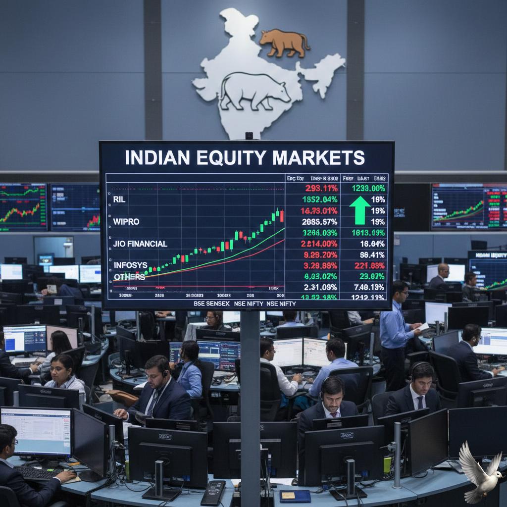 Indian Equity Markets Focus on RIL, Wipro, Jio Financial, Infosys, and Others