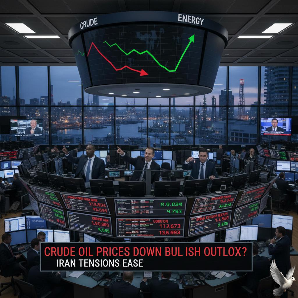 Oil-linked stocks in focus as crude prices drop amid easing Iran tensions.