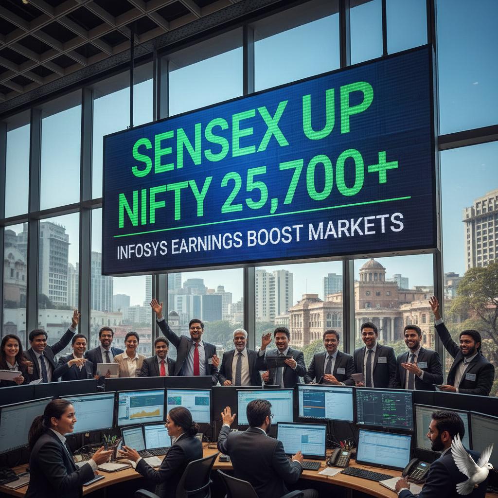 Sensex Rises and Nifty Crosses 25,700 Following Strong Infosys Earnings Report