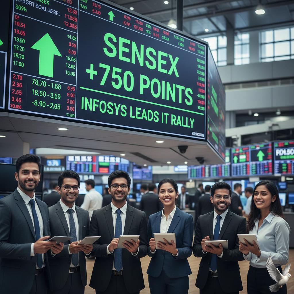 Sensex Rises 750 Points as Infosys Leads IT-Driven Market Rally