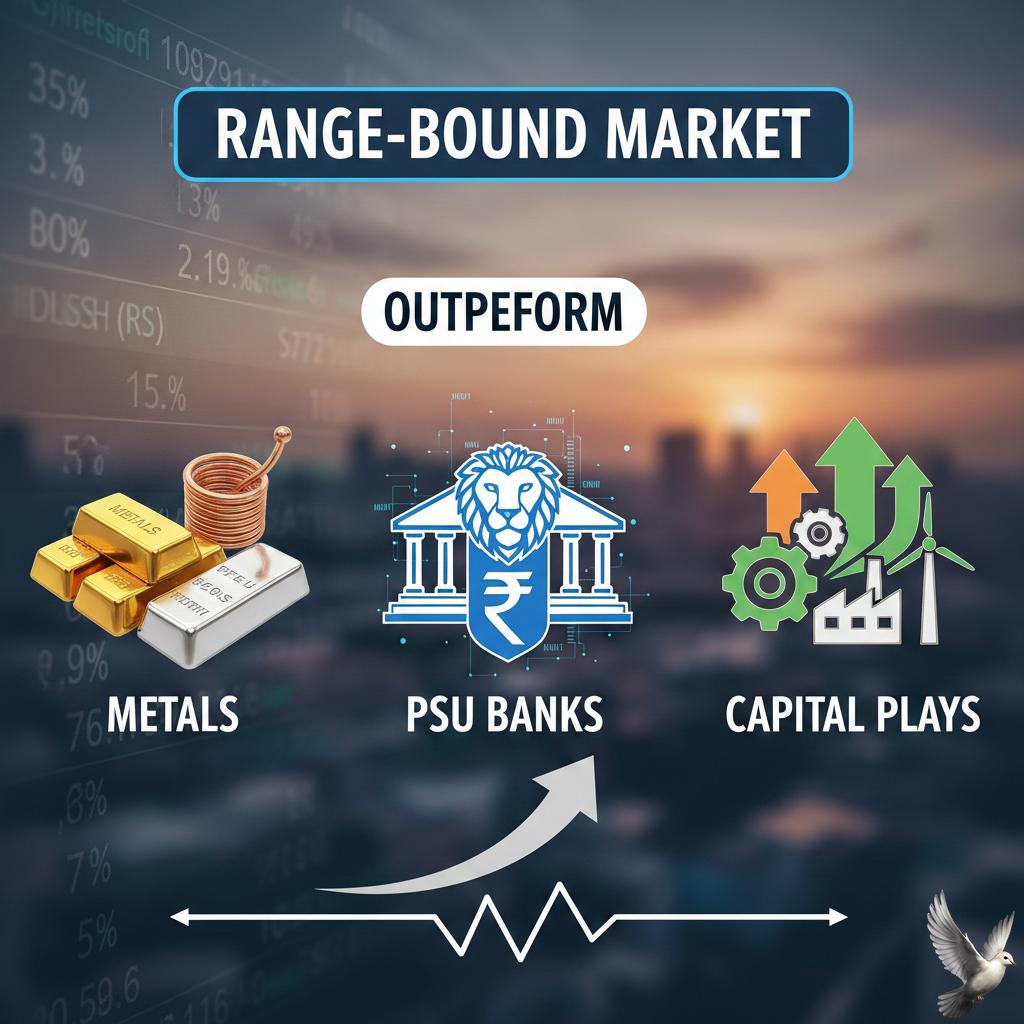 Metals, PSU Banks, Capital Plays Outperform in Range-Bound Market