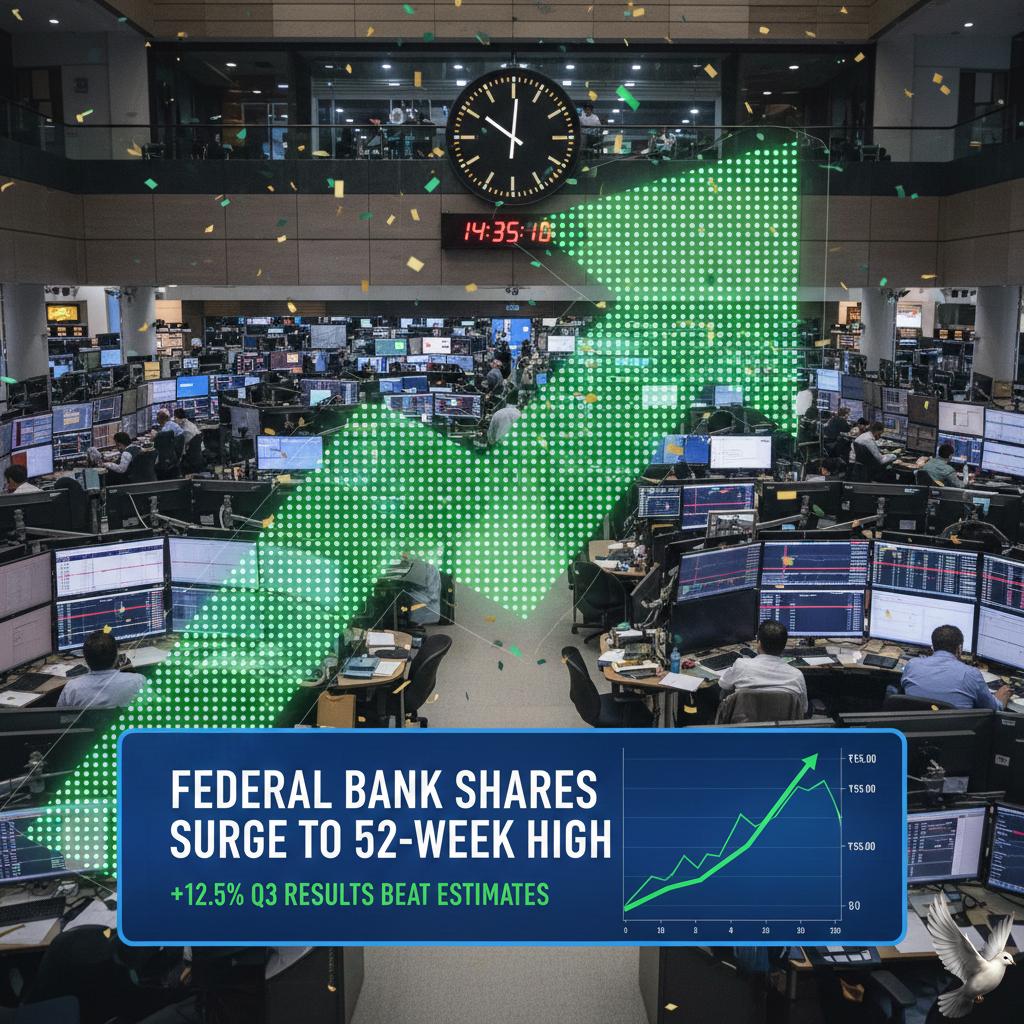 Federal Bank shares surge to 52-week high following strong Q3 results.