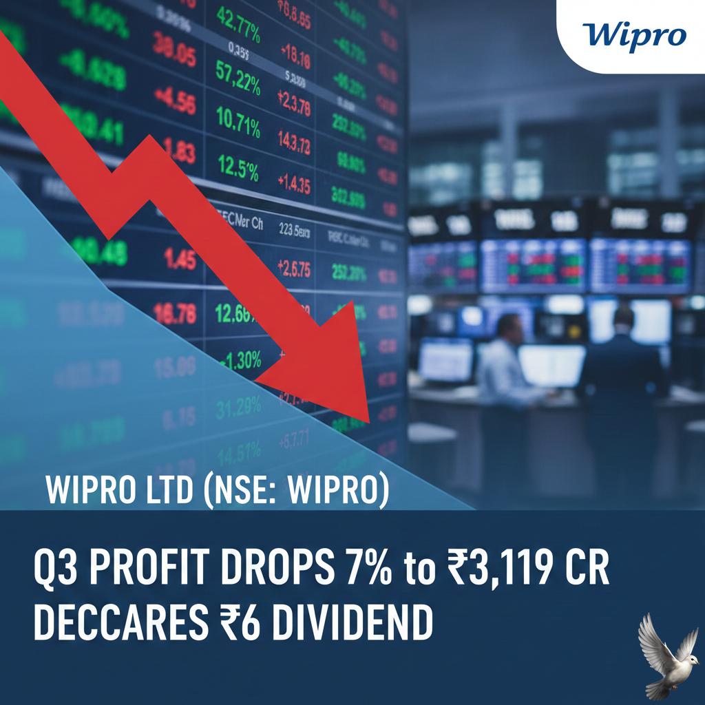 Wipro Q3 Profit Drops 7% to ₹3,119 Crore; Declares ₹6 Dividend
