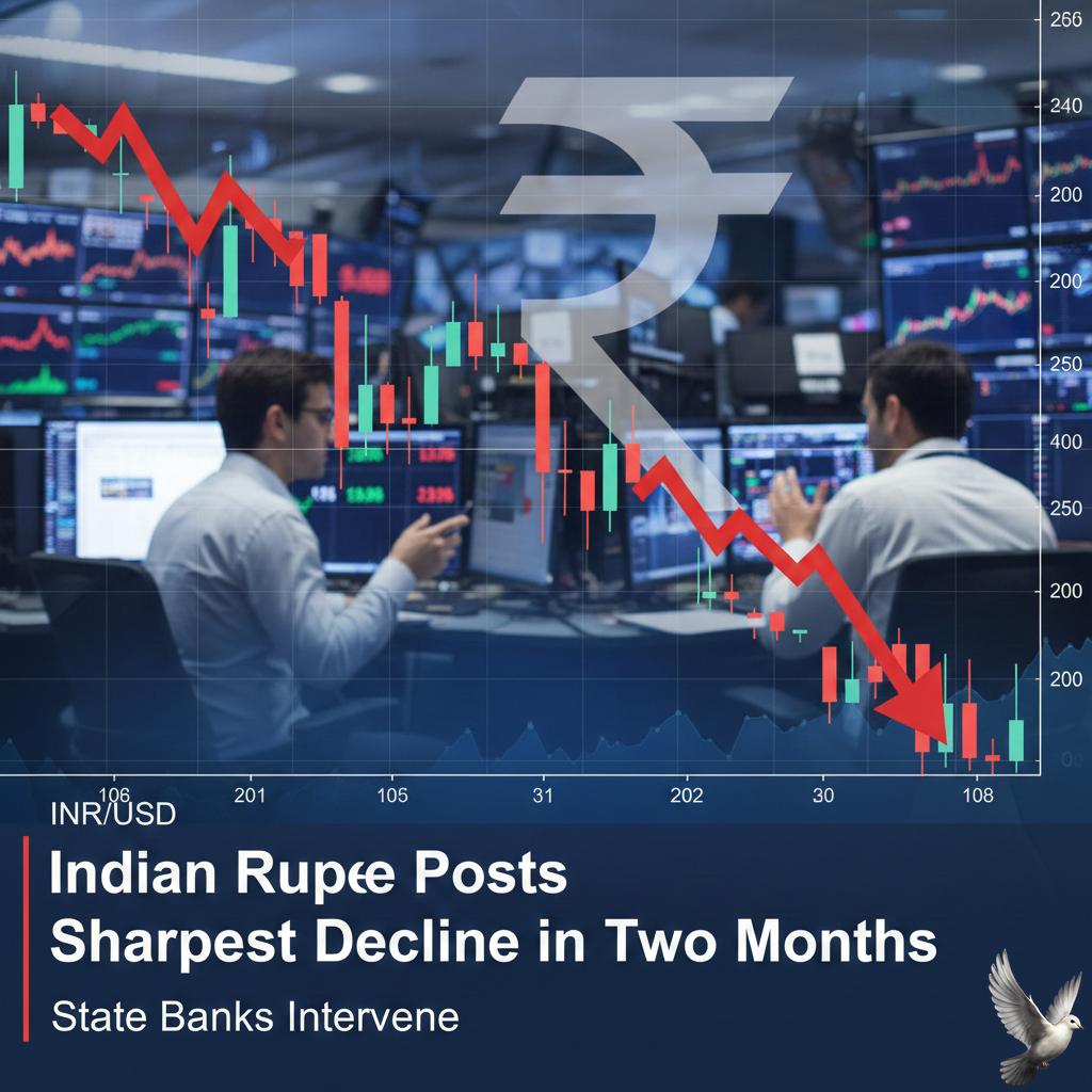 Indian Rupee Posts Sharpest Decline in Two Months as State Banks Intervene