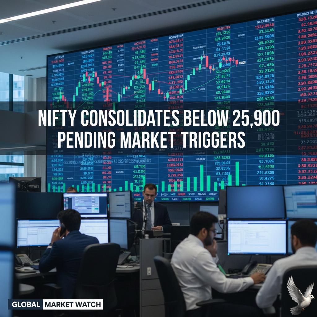Nifty Consolidates Below 25,900 Pending Market Triggers
