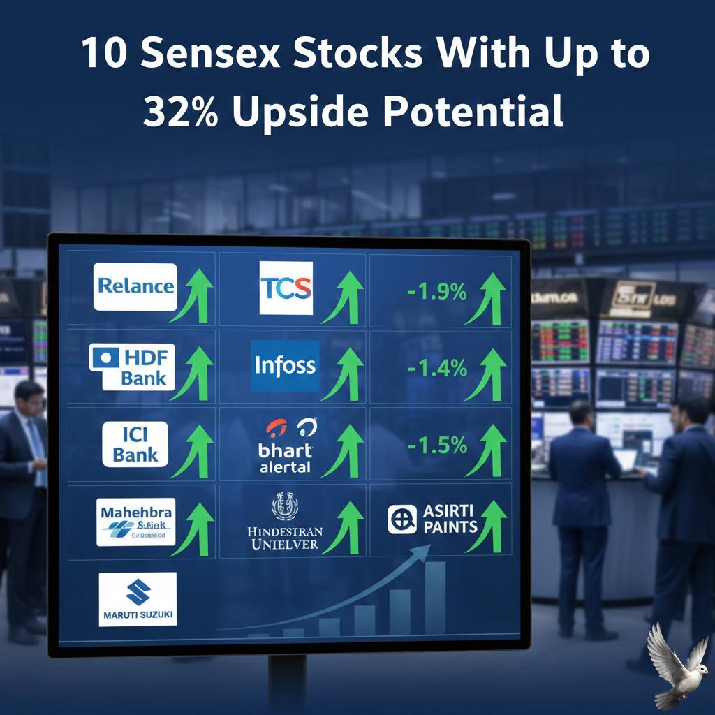 10 Sensex Stocks With Up to 32% Upside Potential