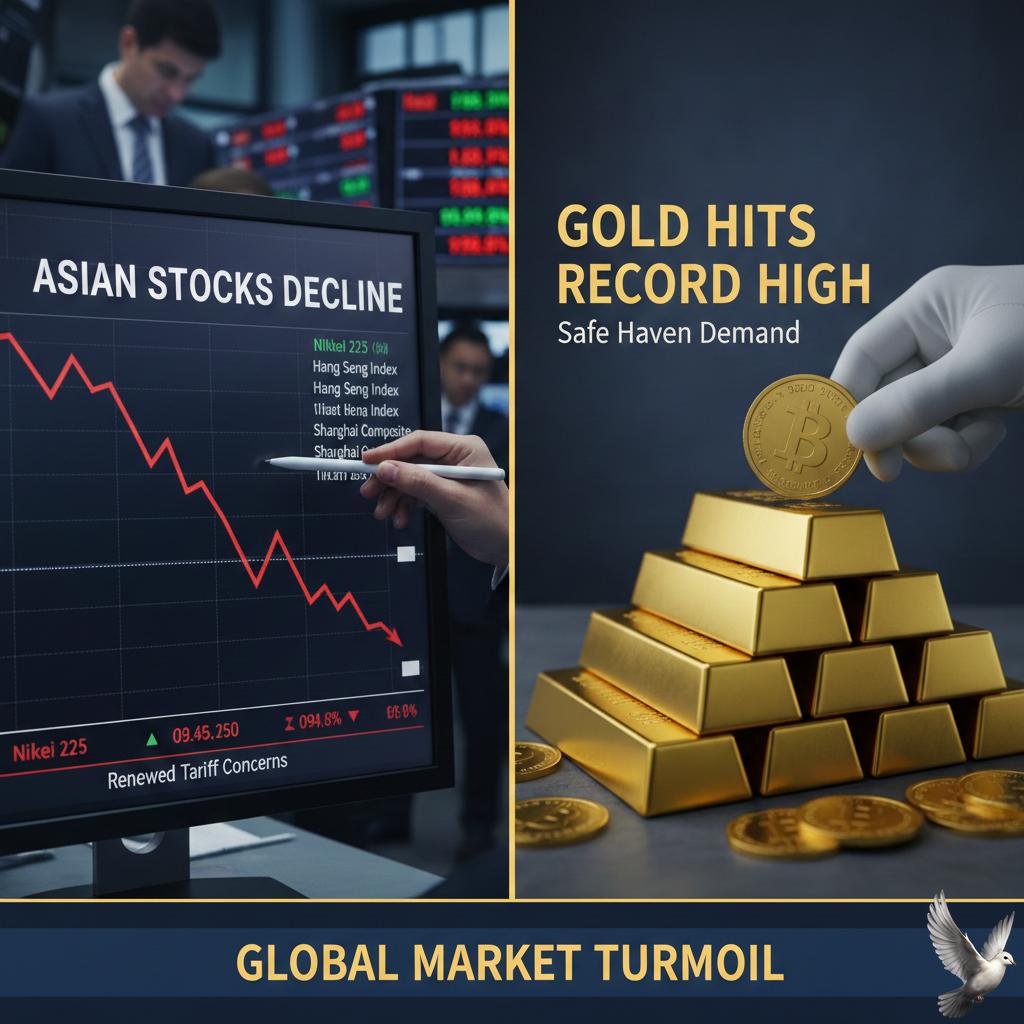 Asian Stocks Decline and Gold Hits Record High on Renewed Tariff Concerns
