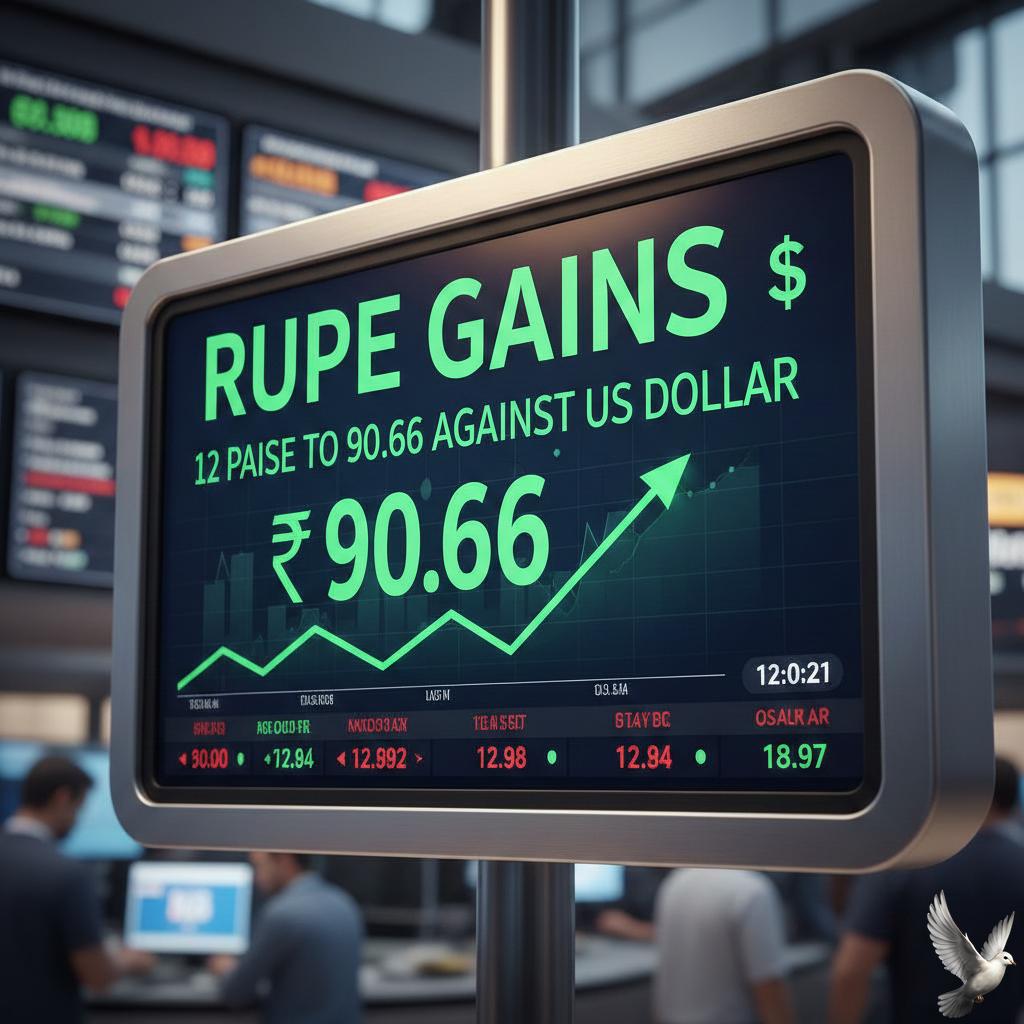 Rupee Gains 12 Paise to 90.66 Against US Dollar