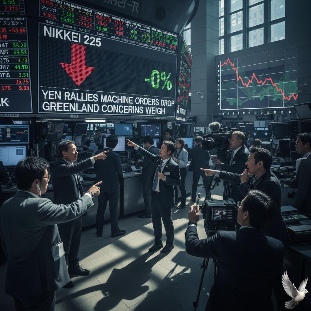 Nikkei Falls as Yen Rallies, Machine Orders Drop, and Greenland Concerns Weigh