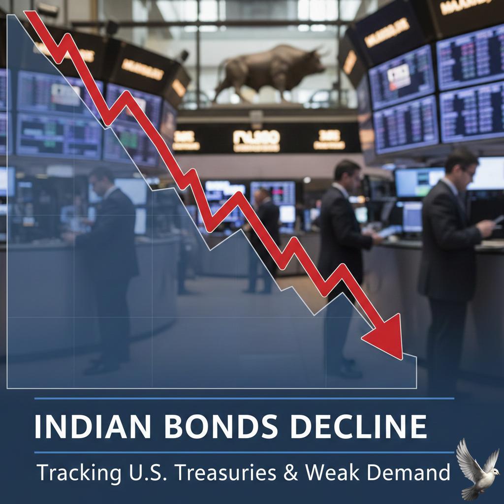 Indian Bonds Decline Tracking U.S. Treasuries and Weak Demand