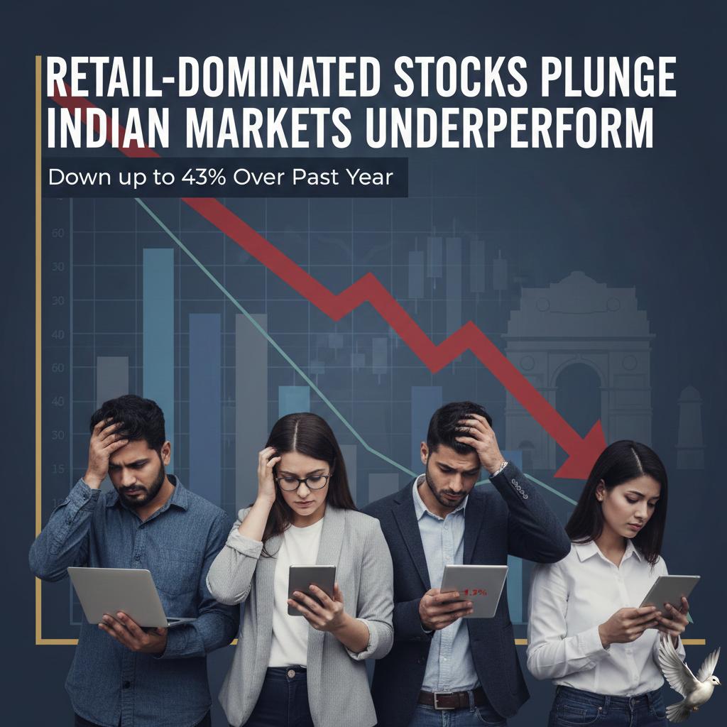 Retail-Dominated Stocks Decline Up to 43% as Indian Markets Underperform Over Past Year