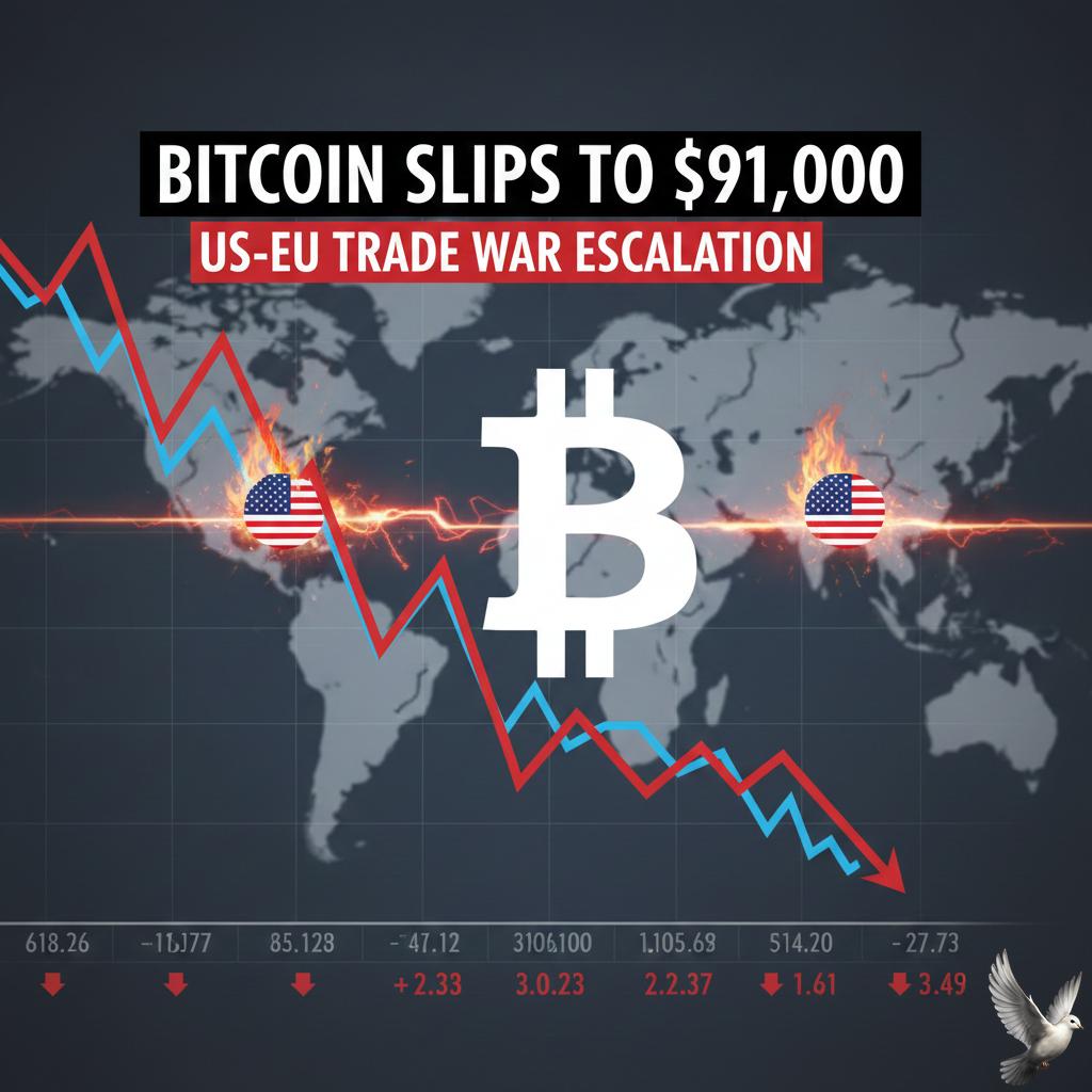 Bitcoin Slips to $91,000 Amid US-EU Trade War Escalation