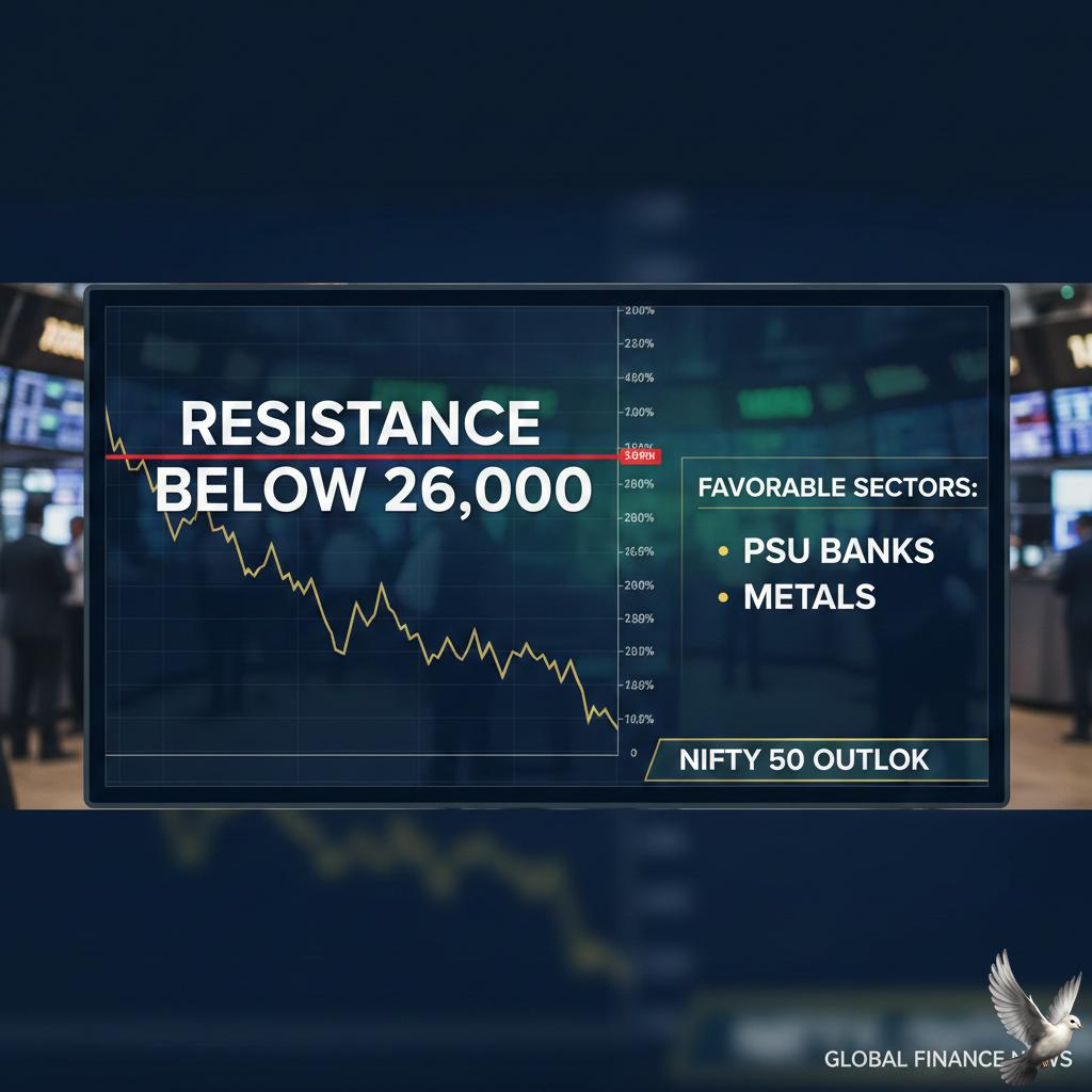 Nifty 50 Outlook: Resistance Below 26,000; PSU Banks, Metals Seen as Favorable