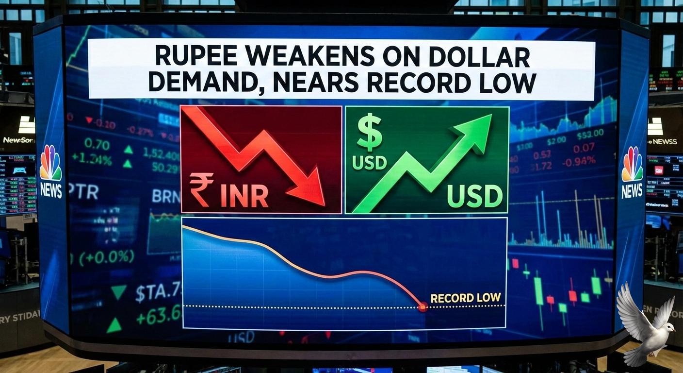Rupee Weakens on Dollar Demand, Nears Record Low