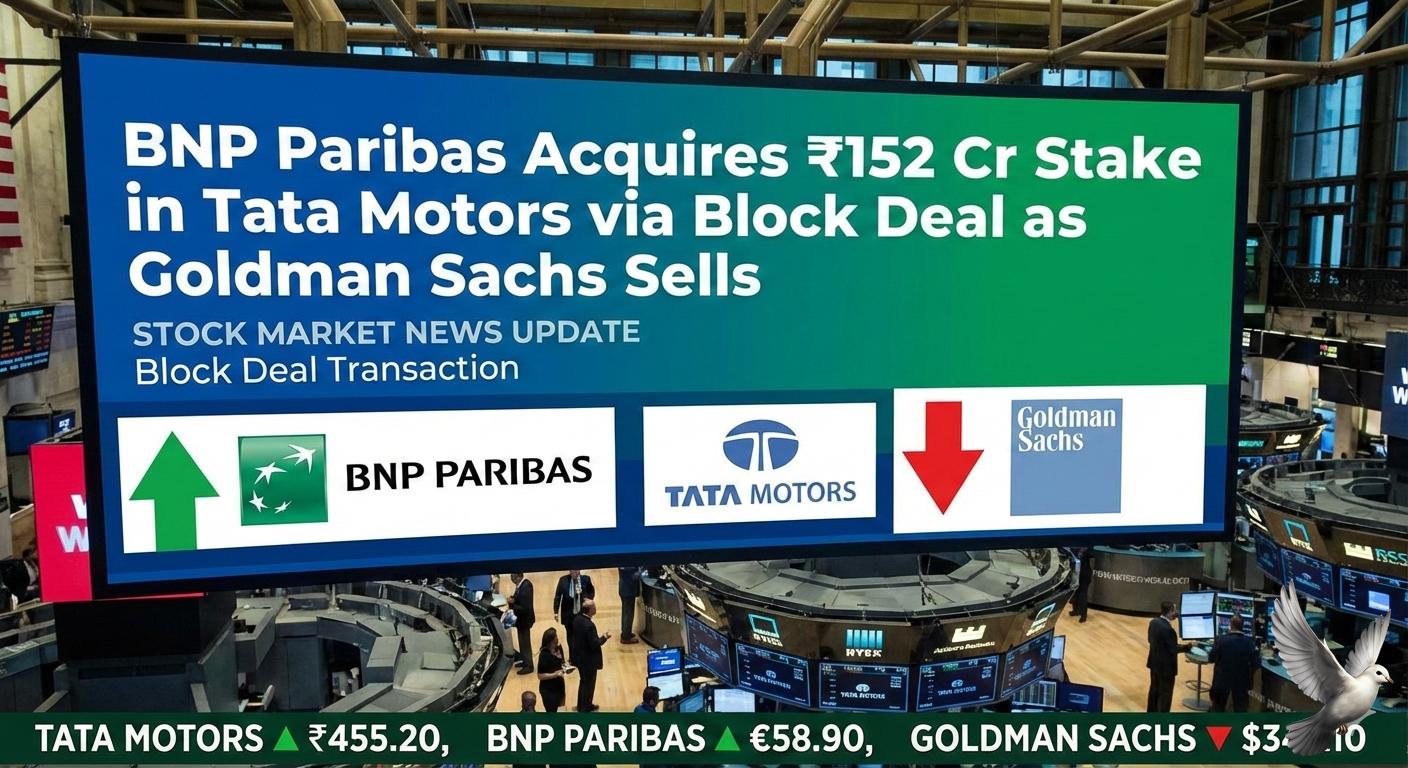 BNP Paribas Acquires Rs 152 Crore Stake in Tata Motors via Block Deal as Goldman Sachs Sells