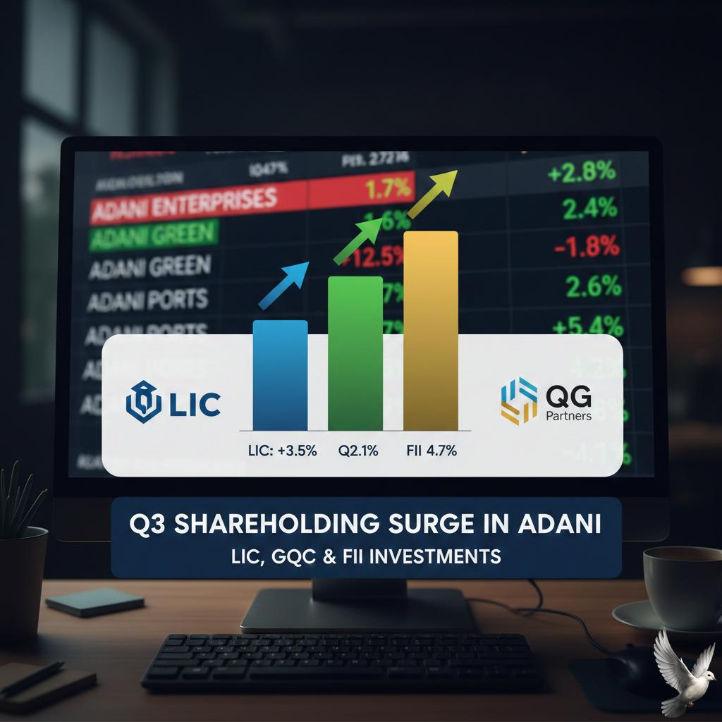 LIC, GQG, and FII Shareholding Changes in Adani Stocks During Q3