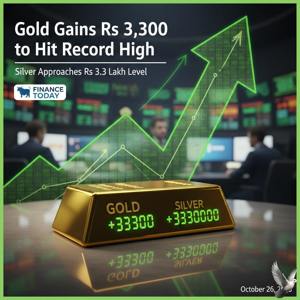 Gold Gains Rs 3,300 to Hit Record High; Silver Approaches Rs 3.3 Lakh Level