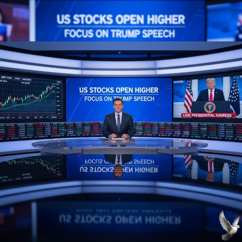 US Stocks Open Higher; Focus on Trump Speech