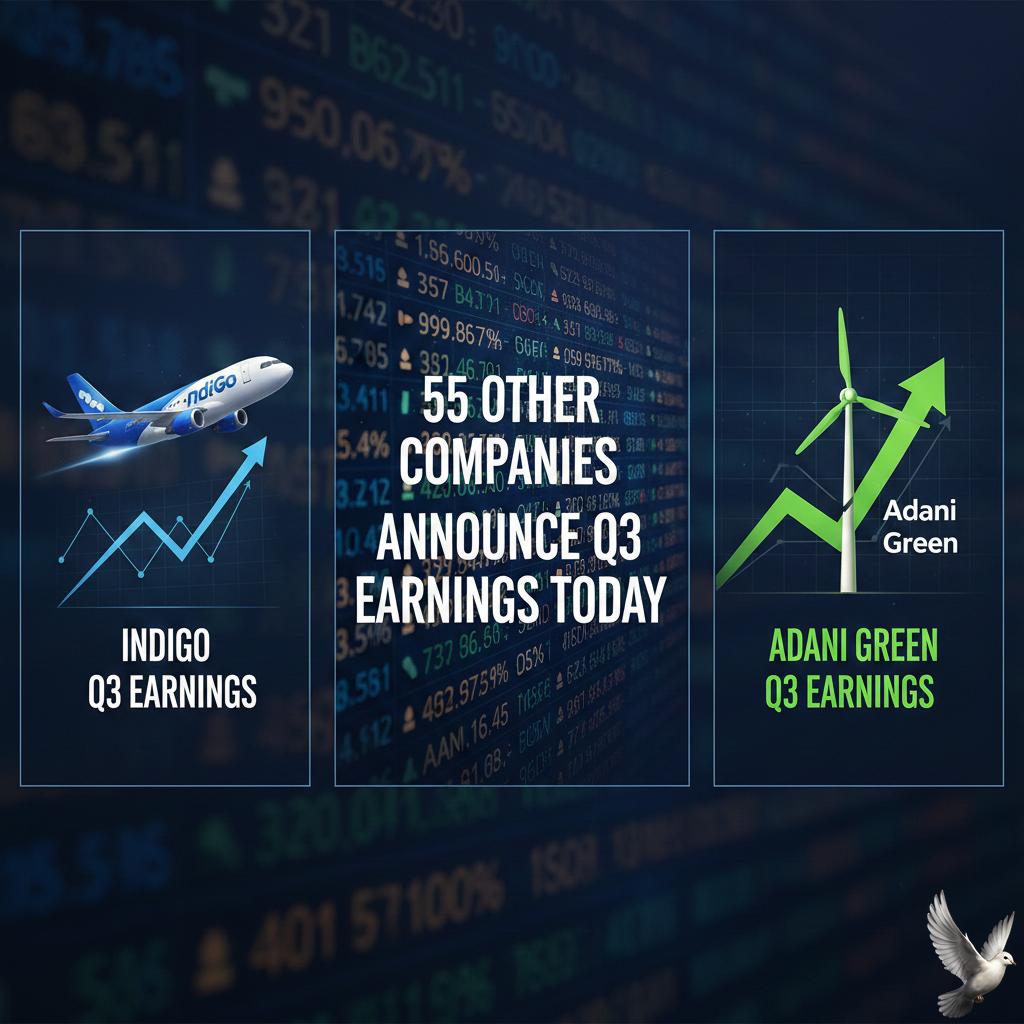 IndiGo, Adani Green, and 55 Other Companies Announce Q3 Earnings Today