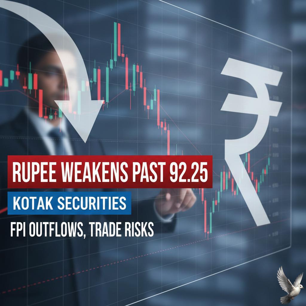 Kotak Securities Sees Rupee Weakening Past 92.25 Next Week on FPI Outflows, Trade Risks