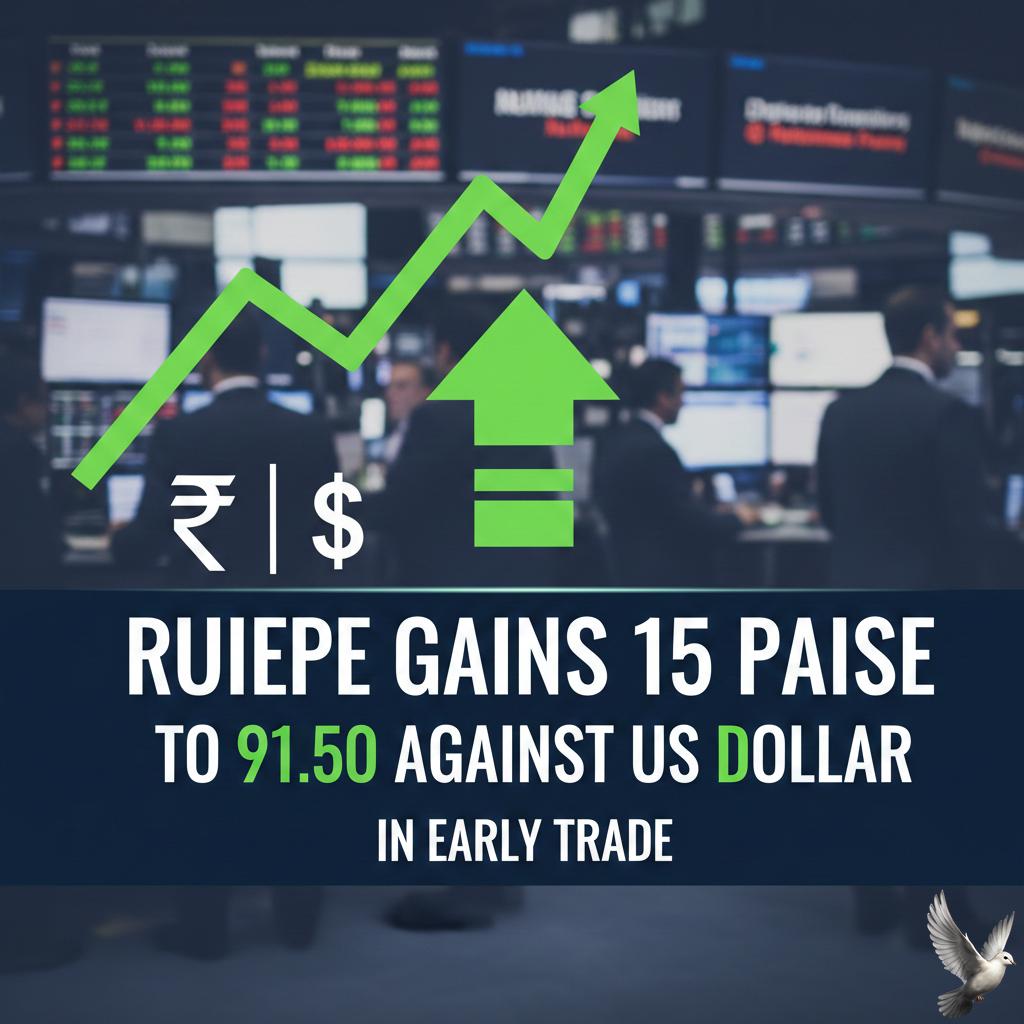 Rupee Gains 15 Paise to 91.50 Against US Dollar in Early Trade