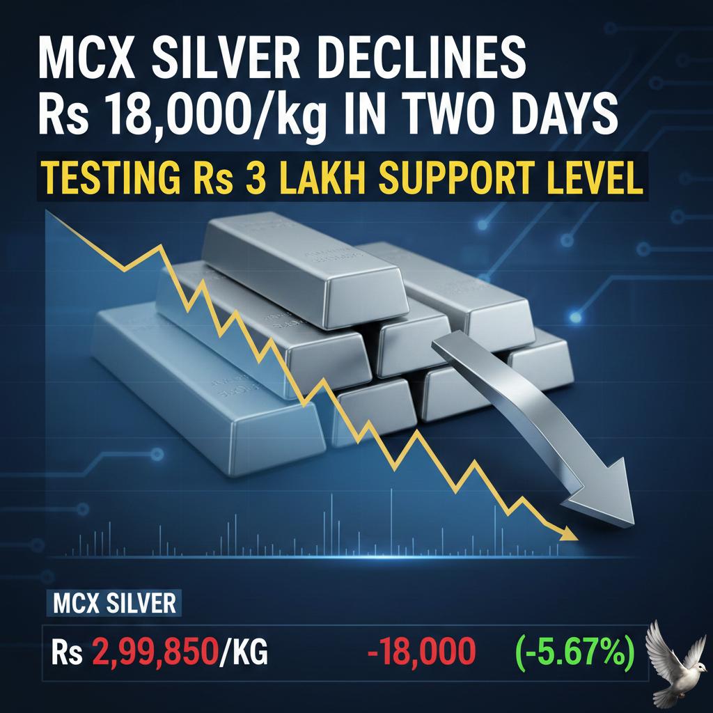MCX Silver Declines Rs 18,000/kg in Two Days, Testing Rs 3 Lakh Support Level