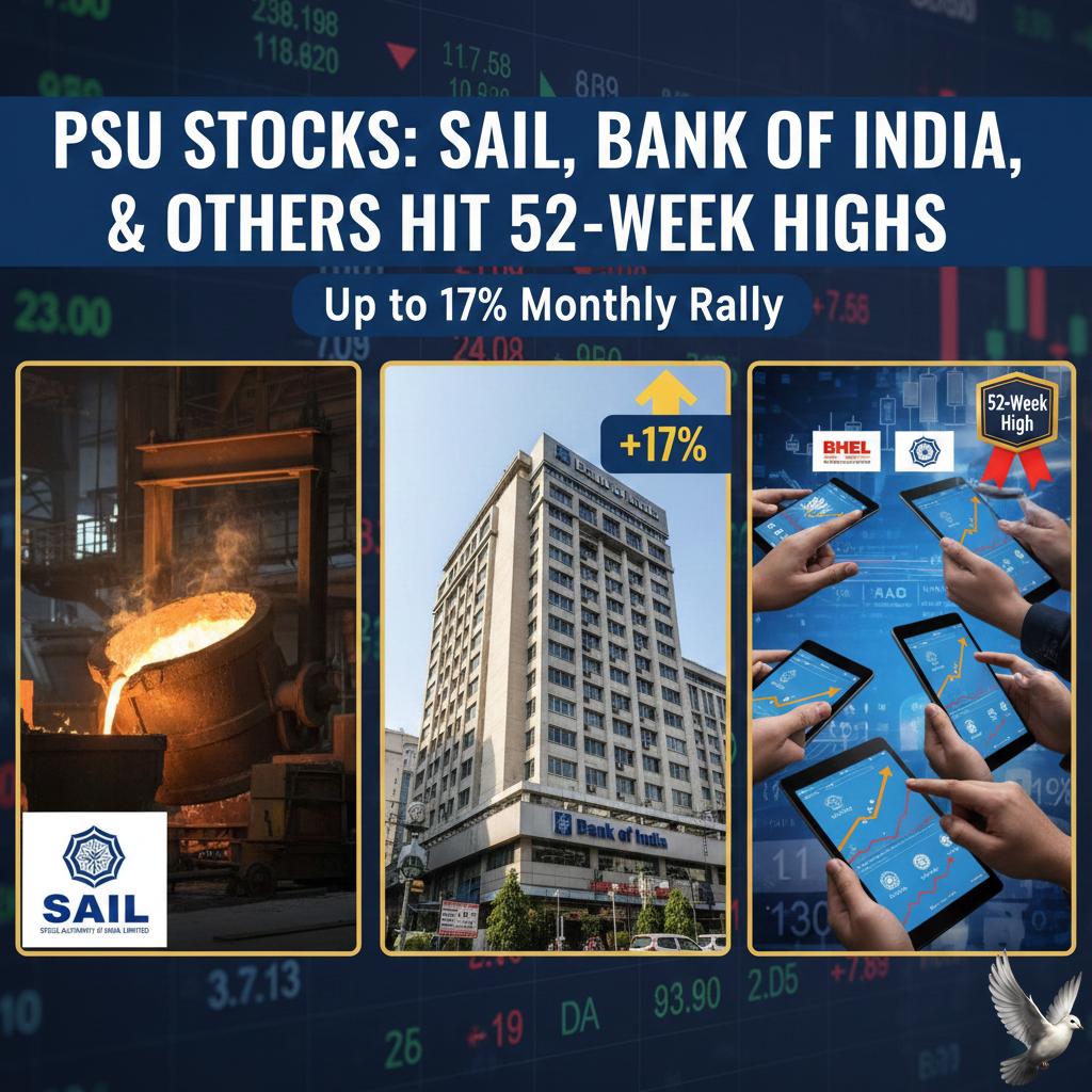 PSU Stocks: SAIL, Bank Of India, and Others Hit 52-Week Highs with Up to 17% Monthly Rally