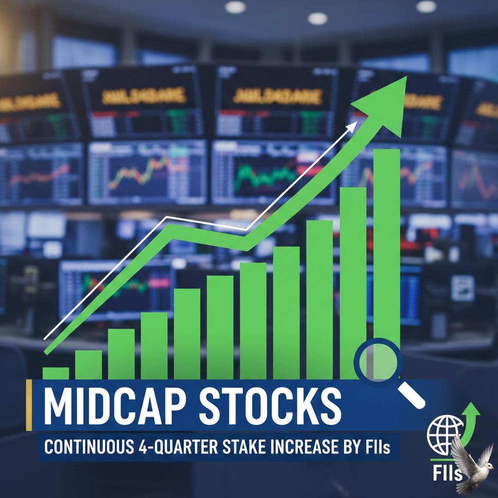 Midcap Stocks with Continuous 4-Quarter Stake Increase by FIIs