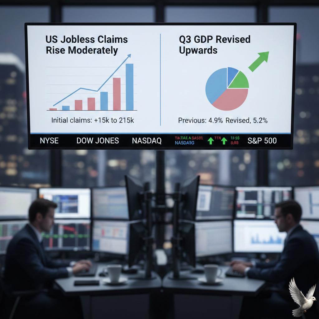US Jobless Claims Rise Moderately; Q3 GDP Revised Upwards