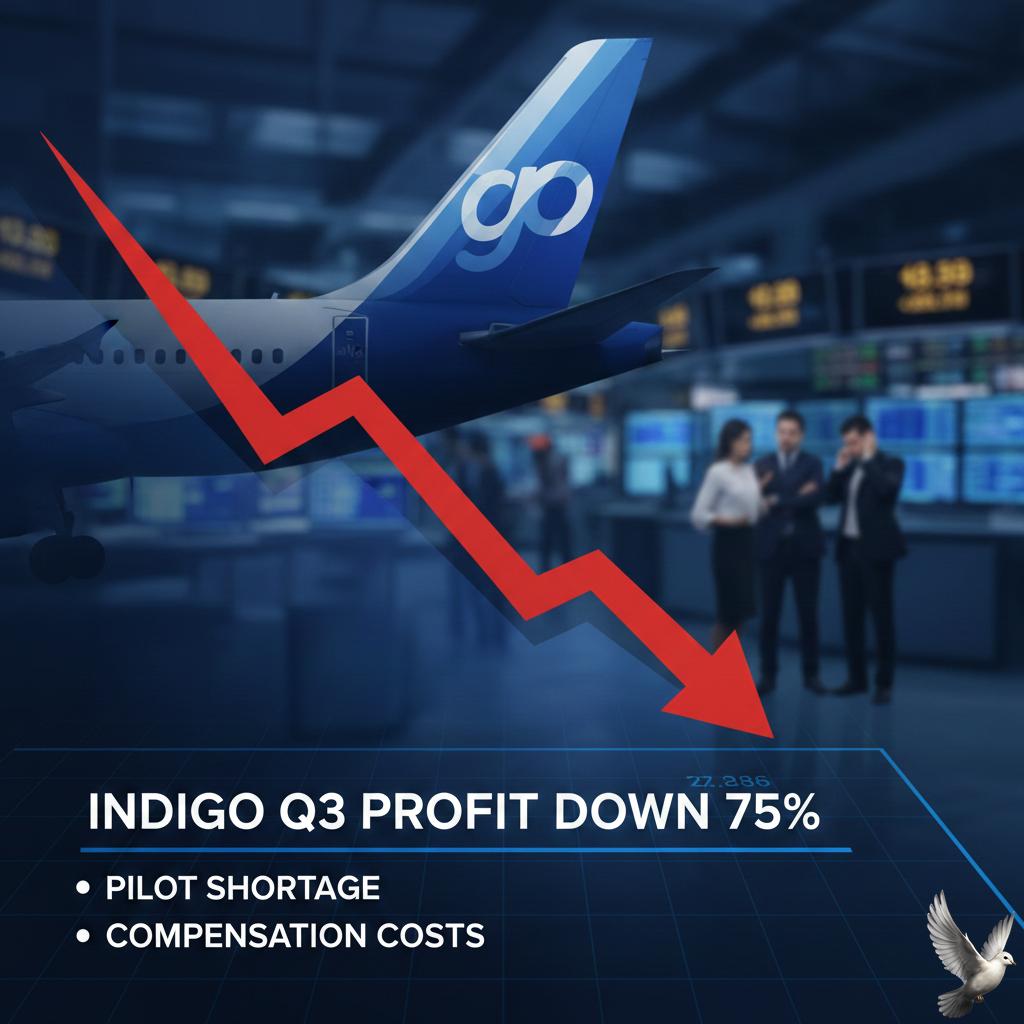 IndiGo Q3 Profit Declines 75% Amid Pilot Shortage and Compensation Costs