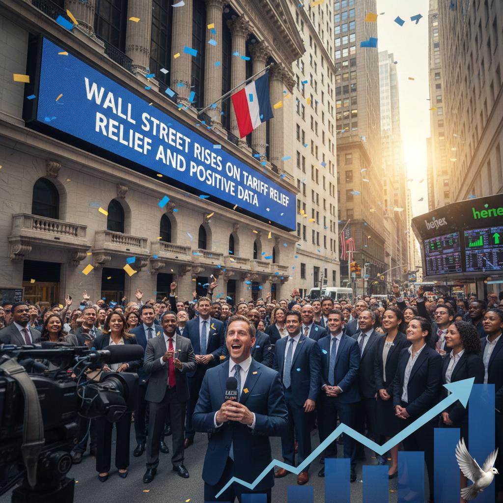 Wall Street Rises on Tariff Relief and Positive Data
