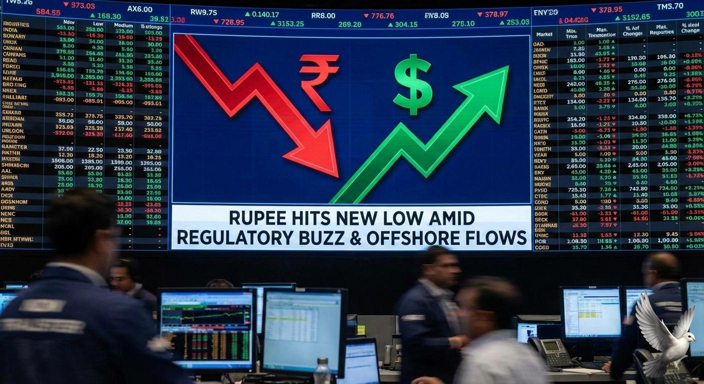 Rupee drops to new low against dollar amid regulatory buzz and offshore flows