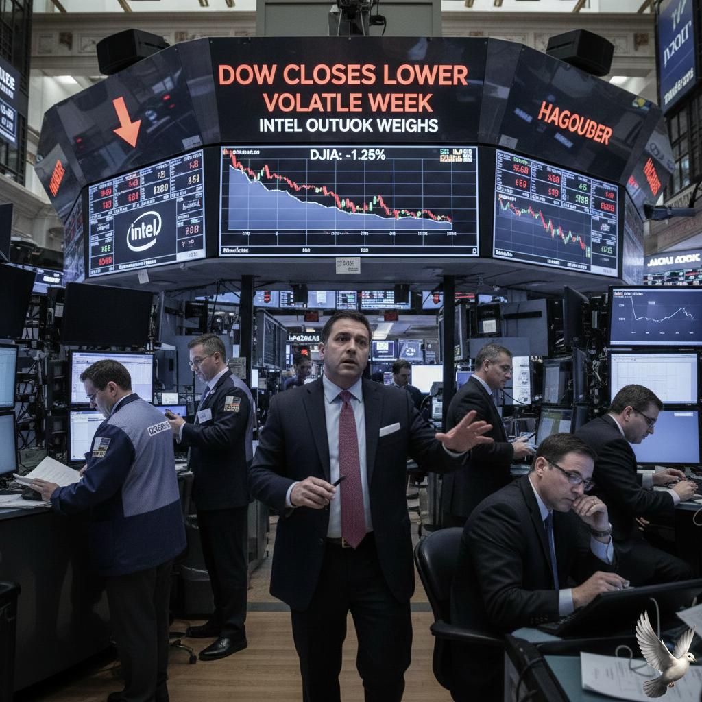 Dow Closes Lower Following Volatile Week as Intel Outlook Weighs on Sentiment