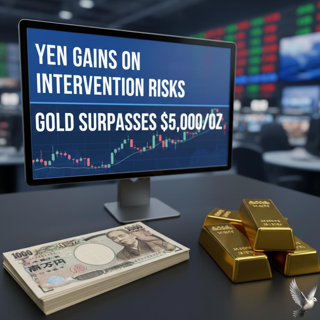 Yen Gains on Intervention Risks; Gold Surpasses $5,000/oz