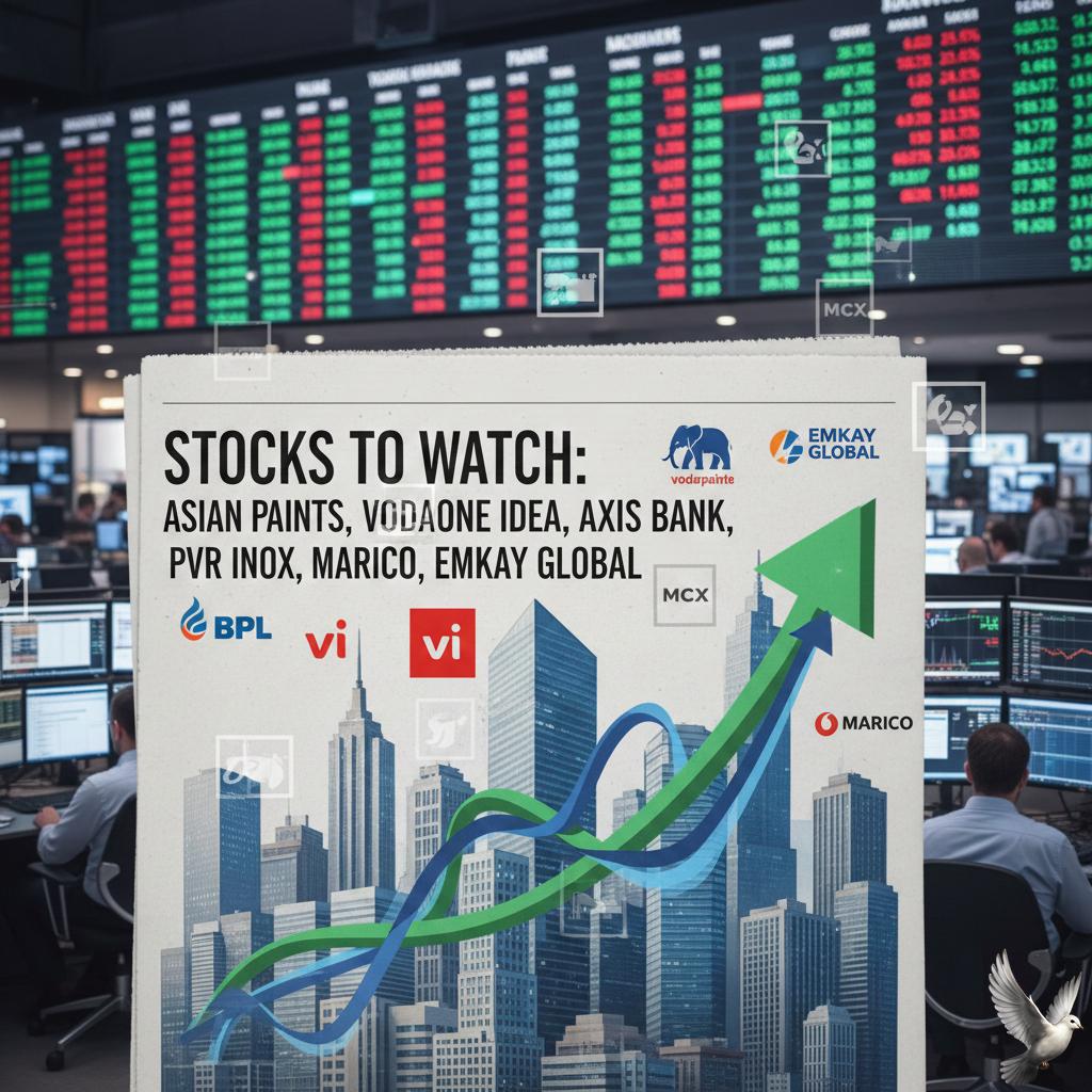 Stocks to Watch: Asian Paints, Vodafone Idea, Axis Bank, BPCL, MCX, PVR Inox, Marico, Emkay Global