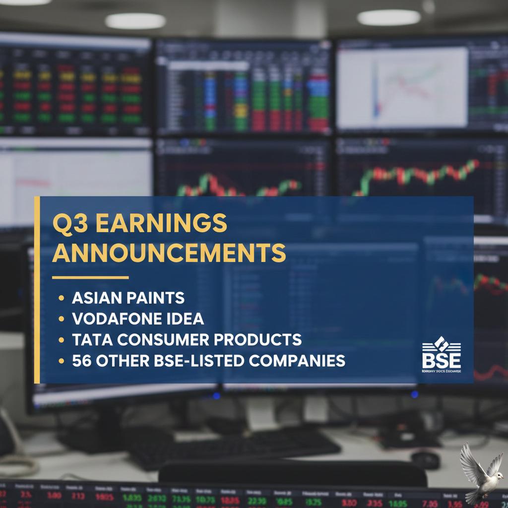 Q3 Earnings Announcements: Asian Paints, Vodafone, Tata Consumer, and 56 Other BSE-Listed Companies