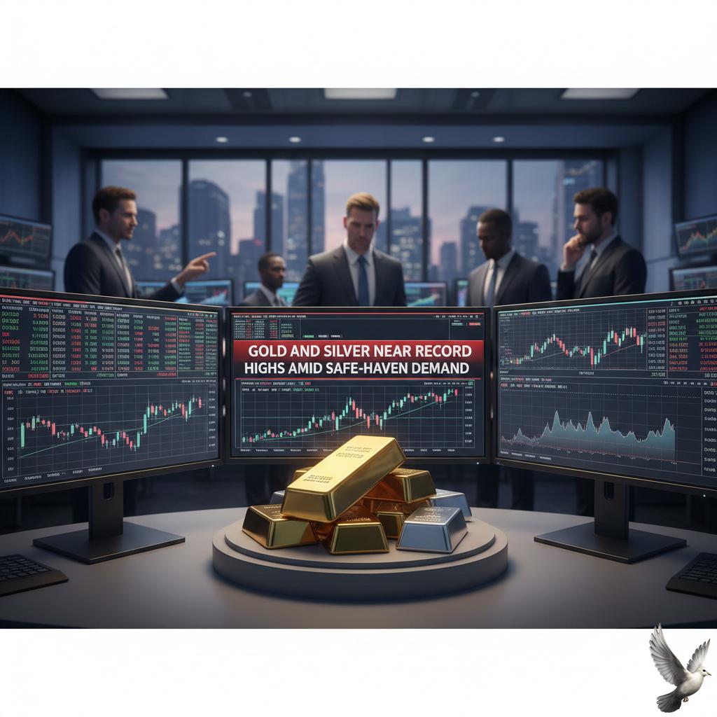 Gold and Silver Near Record Highs Amid Safe-Haven Demand