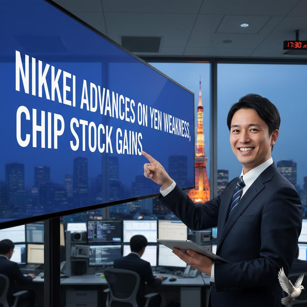 Nikkei Advances on Yen Weakness, Chip Stock Gains