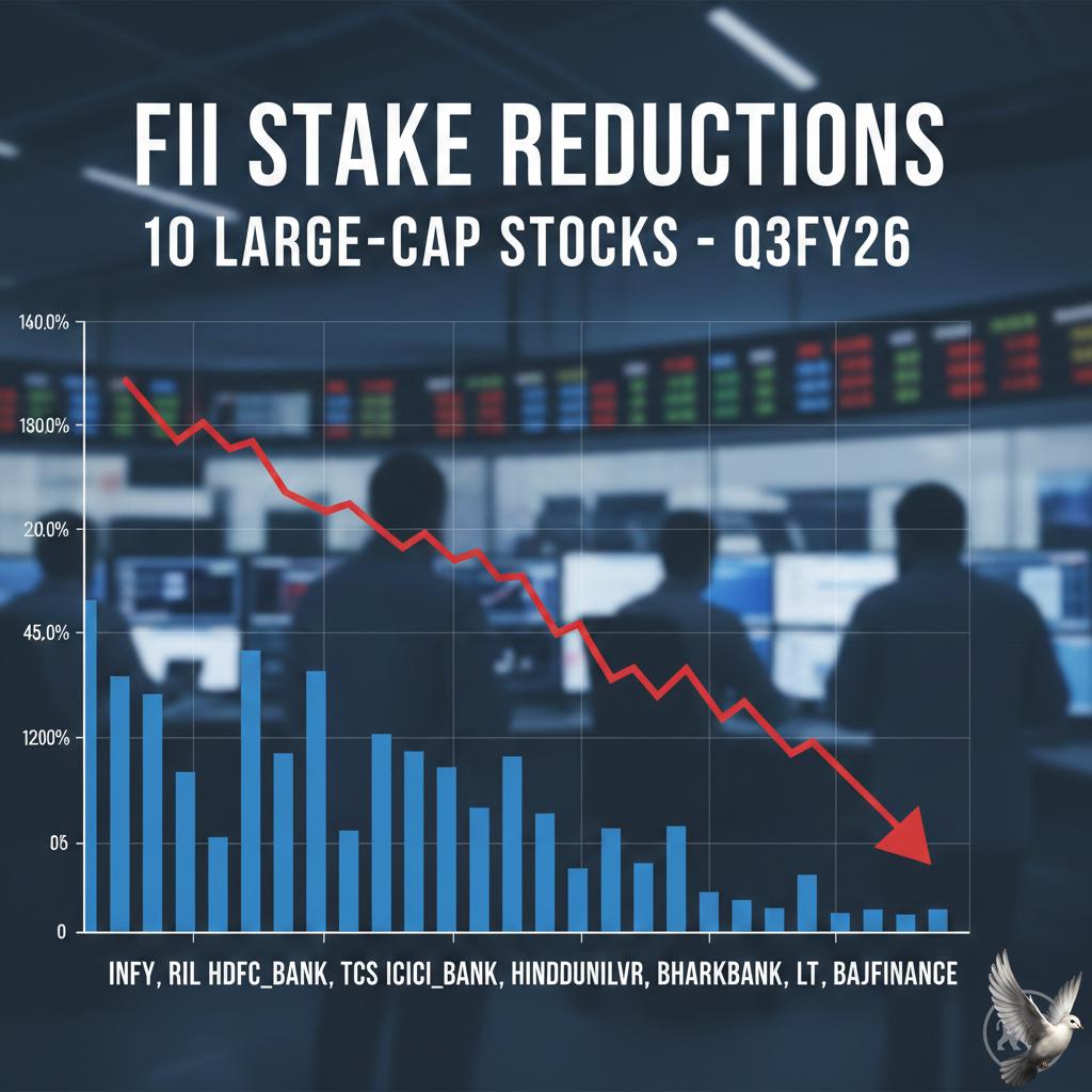 FII Stake Reductions in 10 Large-Cap Stocks in Q3FY26